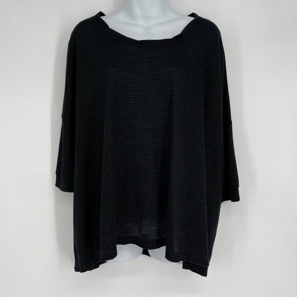 Free People Black Textured Open Back Oversized Top S - Picture 6 of 7